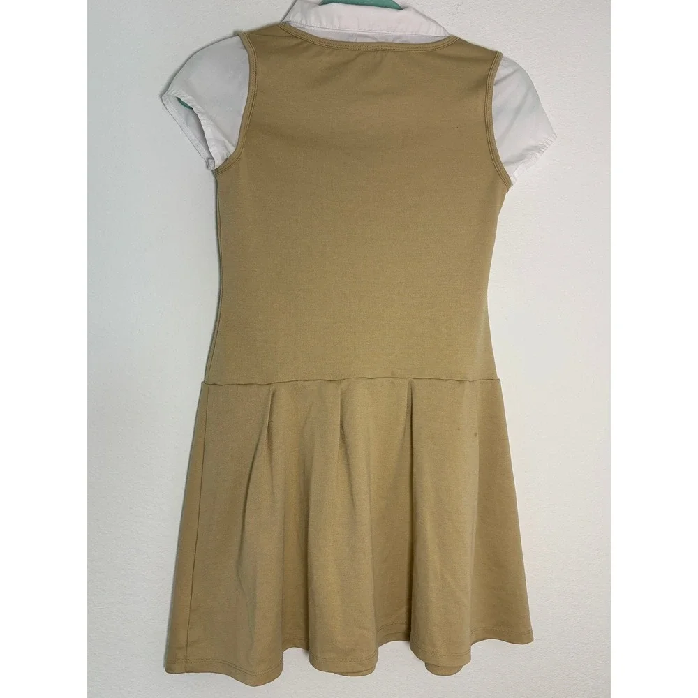 The Childrens Place Girls Khaki School Uniform Jumper Dress Size‎ 14 XL 2-in-1